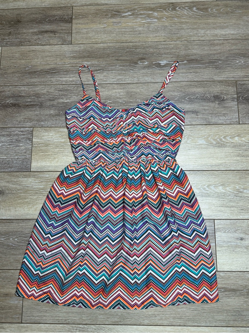 Roxy Shoreline Zig Zag Skater Dress Size Medium Chevron Sundress